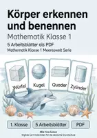 Vorschau - Arbeitsblätter - Körper erkennen und benennen | Mathematik Klasse 1 | 5 Arbeitsblätter als PDF - Deckblatt