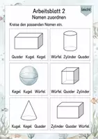 Vorschau - Arbeitsblätter - Körper erkennen und benennen | Mathematik Klasse 1 | 5 Arbeitsblätter als PDF - Seite 2