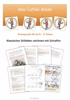 Vorschau - Arbeitsblätter - Klassisches Stillleben mit Schraffur zeichnen (Kunst 8.- 9. Klasse) - Deckblatt