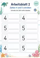 Vorschau - Arbeitsblätter - Zahlen schreiben bis 5 | Mathematik Klasse 1 | 5 Arbeitsblätter als PDF - Seite 2