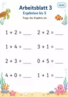 Vorschau - Arbeitsblätter - Plusaufgaben bis 5 | Mathematik Klasse 1 | 5 Arbeitsblätter als PDF - Seite 3