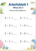 Vorschau - Arbeitsblätter - Minusaufgaben bis 5 | Mathematik Klasse 1 | 5 Arbeitsblätter als PDF - Seite 1