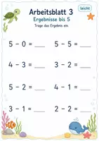 Vorschau - Arbeitsblätter - Minusaufgaben bis 5 | Mathematik Klasse 1 | 5 Arbeitsblätter als PDF - Seite 3