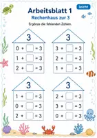 Vorschau - Arbeitsblätter - Rechenhäuser bis 5 | Mathematik Klasse 1 | 7 Arbeitsblätter als PDF - Seite 1