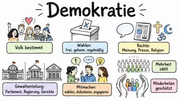 Vorschau - Arbeitsblätter - Lernposter + AB mit Fragen zum Thema "Demokratie" + Lösungsblatt + Mindmap + Infografik - Seite 2