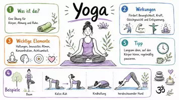 Vorschau - Arbeitsblätter - AB mit Fragen zum Thema "Yoga" + Lösungsblatt + Infografik - Seite 1