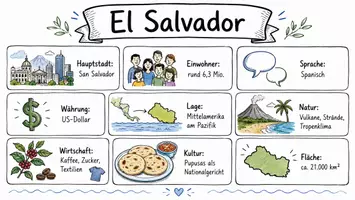 Vorschau - Arbeitsblätter - Arbeitsblätter "El Salvador" + Lösung & MP3 + Infografik - Seite 1