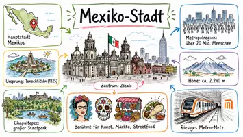 Vorschau - Arbeitsblätter - AB mit Fragen zum Thema "Mexiko-Stadt" + Lösungsblatt + Infografik - Seite 1