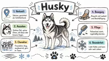 Vorschau - Arbeitsblätter - Lernposter + AB mit Fragen zum Thema "Husky" + Lösungsblatt + Mindmap + Infografik - Seite 2