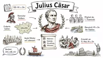 Vorschau - Arbeitsblätter - Lernposter + Arbeitsblätter zum Thema "Julius Caesar" (Lückentext, Hörverstehen) + Lösung & MP3 + Mindmap + Infografiken - Seite 2