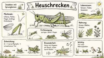 Vorschau - Arbeitsblätter - Arbeitsblatt "Heuschrecken" + Onlineübung & MP3 + Mindmap + Infografik - Seite 1