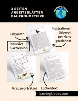 Vorschau - Arbeitsblätter - 3 Arbeitsblätter Bauernhoftiere - auch für Homeschooling - Deckblatt