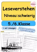 Vorschau - Arbeitsblätter - Leseverstehen Titanic: Das berühmte Schiffsunglück 🚢 | Sachtext + Aufgaben + Lösungen | Klasse 5/6 (schwierig 4 Seiten) - Deckblatt