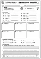Vorschau - Arbeitsblätter - Dezimalzahlen addieren - ab Klasse 5 - Seite 1