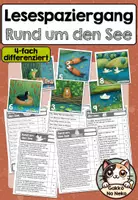 Vorschau - Arbeitsblätter - Lesespaziergang Frühling/Sommer – „Rund um den See“ (4-fach differenziert) | Sinnerfassendes Lesen (1.-3. Klasse) #kaffeeundsupport - Deckblatt