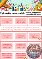 Vorschau - Spiele - Stop and Swap: Zeitmaße (Umrechnen, Uhrzeiten, Zeitdauer) - Deckblatt