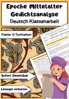 Vorschau - Arbeitsblätter - Epoche Mittelalter Gedichtsanalyse Klassenarbeit Oberstufe - Deckblatt