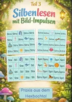 Vorschau - Arbeitsblätter - Teil 3 Silbenlesen mit Bild-Impulsen Sch, Sp, St ❤️ MEHR als ein Silbenteppich - Deckblatt
