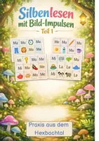 Vorschau - Spiele - Teil 1 Silbenlesen mit Bild-Impulsen ❤️ MEHR als nur ein Silbenteppich - Deckblatt