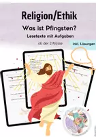 Vorschau - Arbeitsblätter - Religion /Ethik Was ist Pfingsten? Pfingsten Grundschule Arbeitsblatt PDF – Lesetext & Aufgaben mit Lösungen 🕊️ab der 2.Klasse - Deckblatt