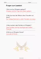 Vorschau - Arbeitsblätter - Religion /Ethik Was ist Pfingsten? Pfingsten Grundschule Arbeitsblatt PDF – Lesetext & Aufgaben mit Lösungen 🕊️ab der 2.Klasse - Seite 3