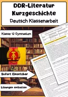 Vorschau - Arbeitsblätter - DDR-Literatur Kurzgeschichte analysieren Klassenarbeit - Deckblatt