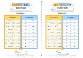 Vorschau - Arbeitsblätter - Kopfrechnen Mathematik Zweistellige Zahlen mal einstellige Zahlenmit Umkehraufgaben - Seite 2
