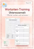 Vorschau - Arbeitsblätter - Wortartentraining: Unterwasserwelt I Wörter suchen und sortieren I Kl. 2-4 - Deckblatt
