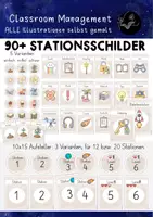 Vorschau - Stationenlernen - Stationsschilder für Aufsteller | NEUES DESIGN 90+ Schilder für Stationenarbeit - Deckblatt