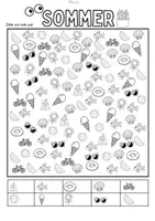 Vorschau - Mal- und Bastelvorlagen - Sommer-Suchbilder: Zählen, Ausmalen, Lesen (Ab Klasse 1) - Seite 2