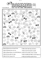 Vorschau - Mal- und Bastelvorlagen - Sommer-Suchbilder: Zählen, Ausmalen, Lesen (Ab Klasse 1) - Seite 3