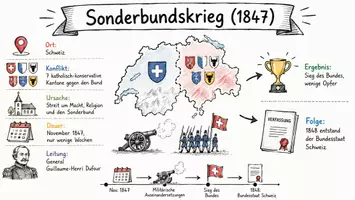 Vorschau - Arbeitsblätter - Lernposter + AB mit Fragen zum Thema "Sonderbundskrieg" + Lösungsblatt + Infografik - Seite 2