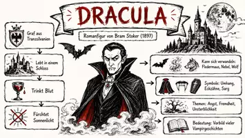 Vorschau - Arbeitsblätter - Arbeitsblätter zum Thema "Was wurde aus der Figur Dracula?" (Lückentext, Hörverstehen) + Lösung & MP3 + Infografik - Seite 1