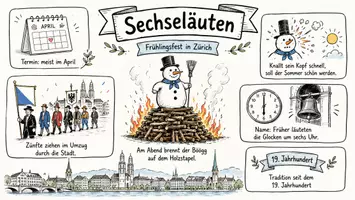 Vorschau - Arbeitsblätter - AB mit Fragen zum Thema "Sechseläuten" + Lösungsblatt + Infografik - Seite 1
