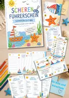 Vorschau - Mal- und Bastelvorlagen - Scherenführerschein Kita Sommeredition | Schneideübungen Vorschule | Feinmotorik |Kindergarten - Deckblatt