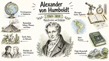 Vorschau - Arbeitsblätter - AB mit Fragen zum Thema "Alexander von Humboldt" + Lösungsblatt + Infografik - Seite 1