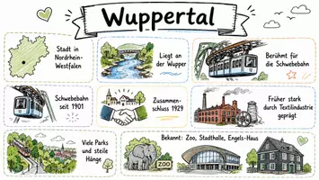 Vorschau - Arbeitsblätter - Arbeitsblätter zum Thema "Wuppertal" + Lösung & MP3 + Mindmap + Infografik - Seite 1