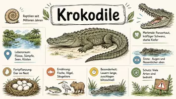 Vorschau - Arbeitsblätter - Arbeitsblatt "Krokodile" + Onlineübung & MP3 + Mindmap + Infografik - Seite 1