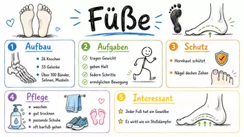 Vorschau - Arbeitsblätter - Arbeitsblätter zum Thema "Fuß" + Lösung & MP3 + Mindmap + Infografik - Seite 1