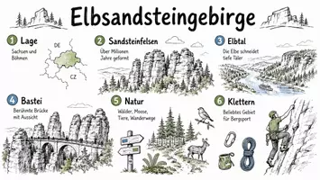 Vorschau - Arbeitsblätter - Lernposter + Arbeitsblätter zum Thema "Elbsandsteingebirge" + Lösung & MP3 + Mindmap + Infografik - Seite 2