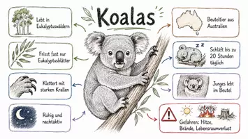 Vorschau - Arbeitsblätter - Arbeitsblätter zum Thema "Koala" + Lösung & MP3 + Mindmap + Infografik - Seite 1