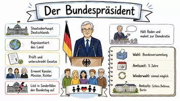 Vorschau - Arbeitsblätter - AB mit Fragen zum Thema "Bundespräsident" + Lösungsblatt + Mindmap + Infografik - Seite 1