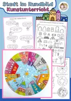 Vorschau - Arbeitsblätter - Stadt im Rundbild - Kunstunterricht Klasse 4, Kunst Klasse 5, kreatives Zeichnen - Deckblatt