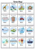 Vorschau - Arbeitsblätter - Ferien - Bingo, Rückblick auf die Ferien / Urlaub, wer hat was gemacht? Schulstart - Seite 1