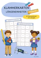 Vorschau - Stationenlernen - Klammerkarten | Längeneinheiten | Größen | mm, cm, dm, m, km - Deckblatt
