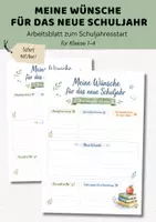 Vorschau - Arbeitsblätter - Kostenloses Arbeitsblatt Schuljahresbeginn Klasse 1-4 | Wünsche & Ziele für das neue Schuljahr | Schulstart Grundschule - Deckblatt