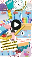Vorschau - Präsentationen/Tafelbilder - DaZ Grundschule Material – DaZ Spiel Bewegung Smart Board – bestimmte Artikel Gegenstände Klassenzimmer Schule - Deckblatt
