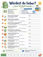 Vorschau - Arbeitsblätter - Würdest du lieber? Schuljahresende – Gesprächsimpulse und Reflexion für Grundschule, Sek I und Oberstufe - Seite 1