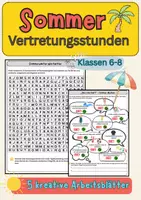 Vorschau - Arbeitsblätter - Sommer Vertretungsstunden | 8 kreative Sommer-Arbeitsblätter | Klassen 6–10 | Vertretung & letzte Schulwoche - Seite 1
