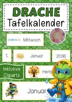 Vorschau - Anderer Materialtyp - Drachenklasse Tafelkalender Klassentier Drache - Deckblatt